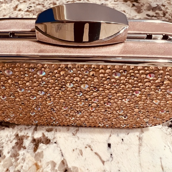 Rose gold / champagne embellished crystals clutch. Excellent used condition. - Picture 2 of 5
